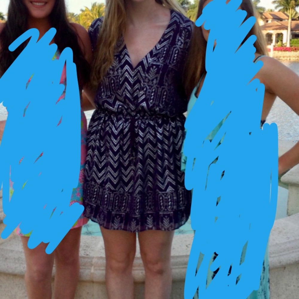 Free People purple pattern tie waist dress